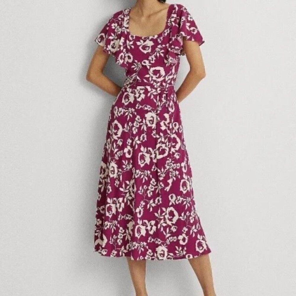 Lauren Ralph Lauren Dress Womens Sz 8 French Orchid Floral